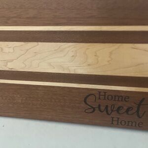 Handcrafted Wood Cutting Board - “Home Sweet Home” – Maple & Mahogany